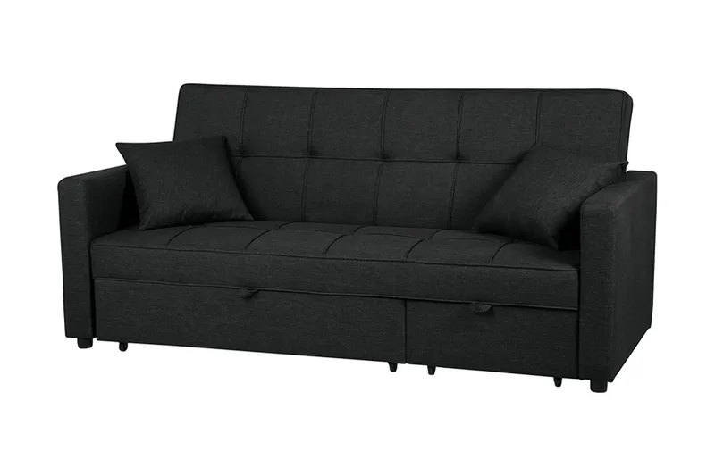 Glomma 3-sits Utdragbar Längsbäddad Bäddsoffa 181x207 cm i Tyg, Mörkgrå
