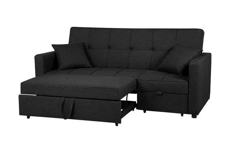 Glomma 3-sits Utdragbar Längsbäddad Bäddsoffa 181x207 cm i Tyg - Mörkgrå - Möbler - Soffa - Bäddsoffa