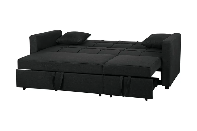 Glomma 3-sits Utdragbar Längsbäddad Bäddsoffa 181x207 cm i Tyg - Mörkgrå - Möbler - Soffa - Bäddsoffa