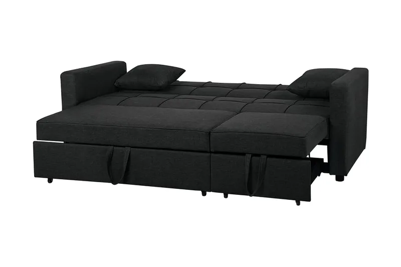 Glomma 3-sits Utdragbar Längsbäddad Bäddsoffa 181x207 cm i Tyg - Mörkgrå - Möbler - Soffa - Bäddsoffa