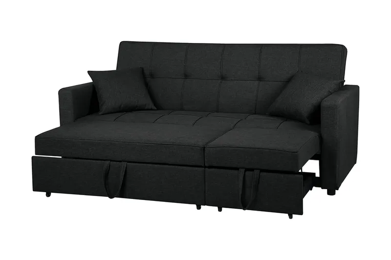Glomma 3-sits Utdragbar Längsbäddad Bäddsoffa 181x207 cm i Tyg - Mörkgrå - Möbler - Soffa - Bäddsoffa
