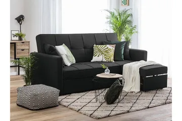Glomma 3-sits Utdragbar Längsbäddad Bäddsoffa 181x207 cm i Tyg - Mörkgrå - Möbler - Soffa - Bäddsoffa