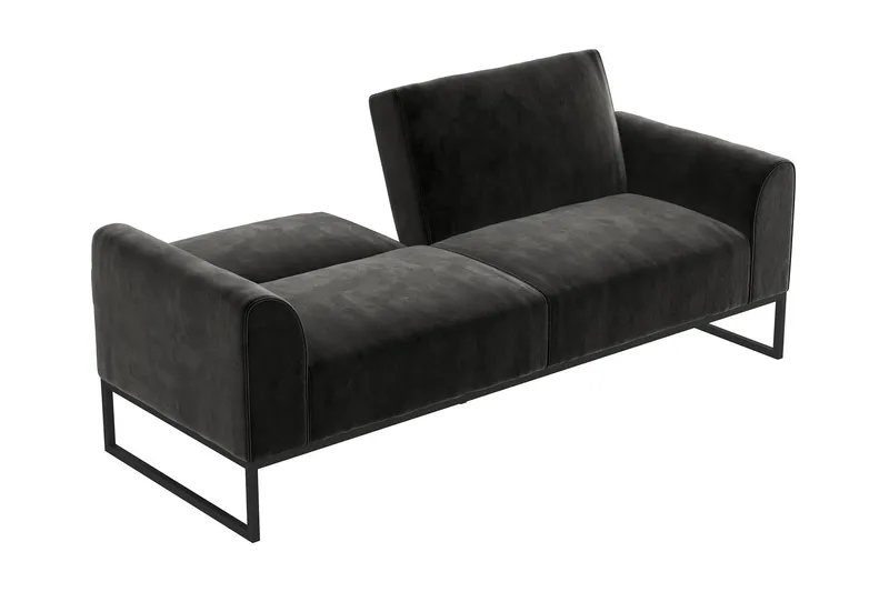 Gonxhe 2-sits Rektangulär Längsbäddad Bäddsoffa 113x179 cm i Sammet - Svart - Möbler - Soffa - Bäddsoffa