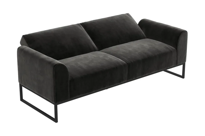 Gonxhe 2-sits Rektangulär Längsbäddad Bäddsoffa 113x179 cm i Sammet - Svart - Möbler - Soffa - Bäddsoffa