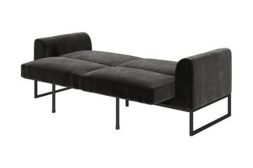 Gonxhe 2-sits Rektangulär Längsbäddad Bäddsoffa 113x179 cm i Sammet - Svart - Möbler - Soffa - Bäddsoffa