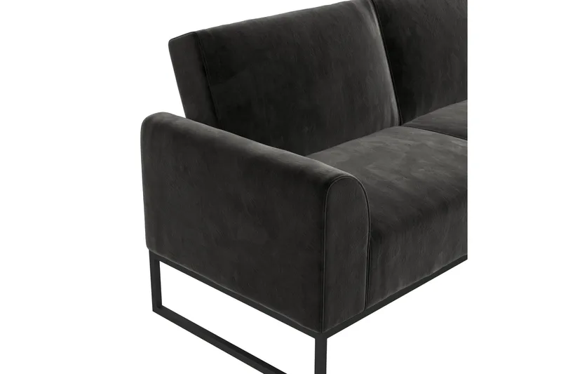 Gonxhe 2-sits Rektangulär Längsbäddad Bäddsoffa 113x179 cm i Sammet - Svart - Möbler - Soffa - Bäddsoffa
