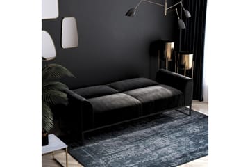 Gonxhe 2-sits Rektangulär Längsbäddad Bäddsoffa 113x179 cm i Sammet - Svart - Möbler - Soffa - Bäddsoffa