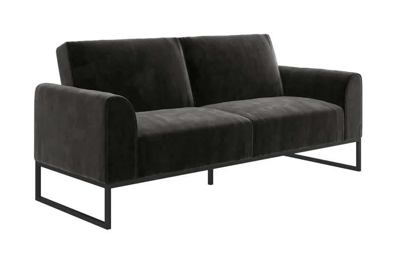 Gonxhe 2-sits Rektangulär Längsbäddad Bäddsoffa 113x179 cm i Sammet - Svart - Möbler - Soffa - Bäddsoffa