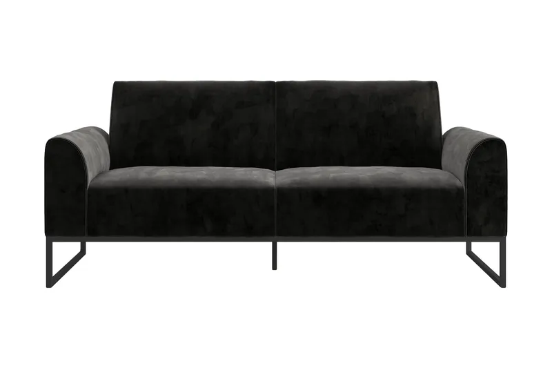 Gonxhe 2-sits Rektangulär Längsbäddad Bäddsoffa 113x179 cm i Sammet, Svart