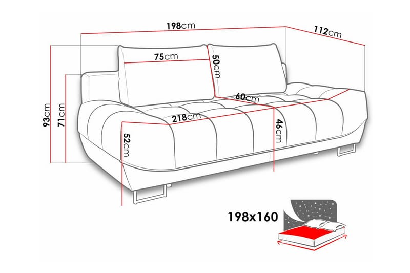 Graystone 2-sits Bäddsoffa - Ljusgrå - Bäddsoffa - Bäddsoffa 2 sits