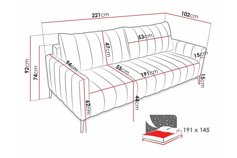 Graystone 2-sits Bäddsoffa NO_BRAND Beige/Light beige - Möbler - Soffa - Bäddsoffa