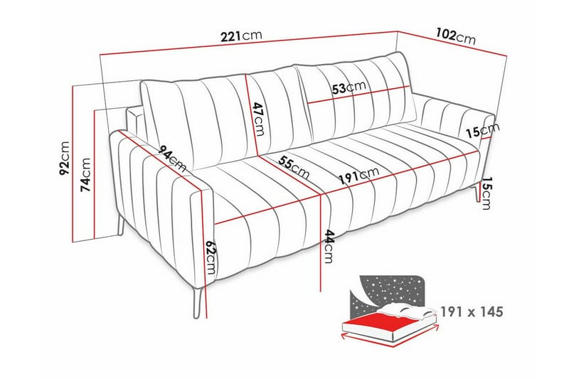 Graystone 2-sits Bäddsoffa NO_BRAND Dark grey - Möbler - Soffa - Bäddsoffa