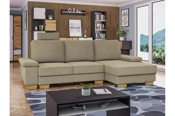 Graystone 3-sits Höger Hörnbäddsoffa 130x193 cm med Förvaring i Tyg - Beige - Möbler - Soffa - Bäddsoffa