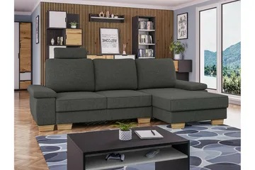 Graystone 3-sits Höger Hörnbäddsoffa 130x193 cm med Förvaring i Tyg - Grå - Möbler - Soffa - Bäddsoffa