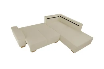 Graystone 3-sits Höger Hörnbäddsoffa 130x203 cm med Förvaring i Tyg - Beige - Möbler - Soffa - Bäddsoffa