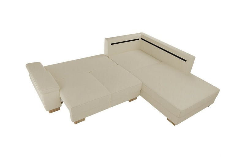 Graystone 3-sits Höger Hörnbäddsoffa 130x203 cm med Förvaring i Tyg - Beige - Möbler - Soffa - Bäddsoffa