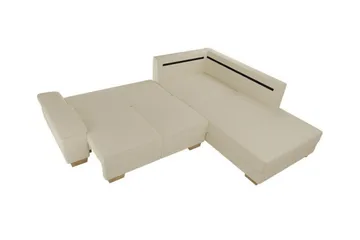 Graystone 3-sits Höger Hörnbäddsoffa 130x203 cm med Förvaring i Tyg - Ljusbeige - Möbler - Soffa - Bäddsoffa
