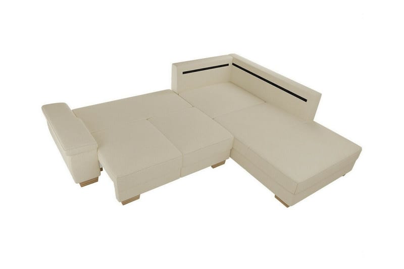 Graystone 3-sits Höger Hörnbäddsoffa 130x203 cm med Förvaring i Tyg - Ljusbeige - Möbler - Soffa - Bäddsoffa