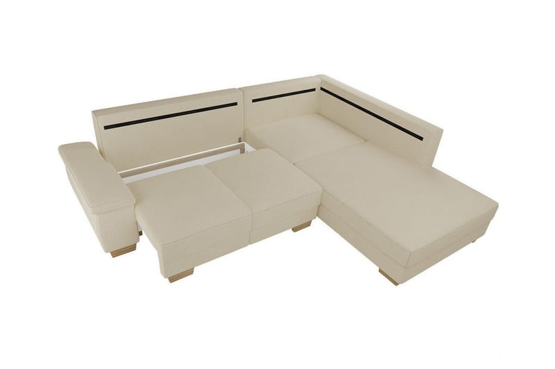 Graystone 3-sits Höger Hörnbäddsoffa 130x203 cm med Förvaring i Tyg - Ljusbeige - Möbler - Soffa - Bäddsoffa