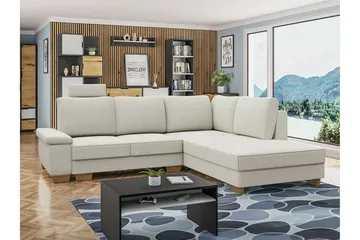 Graystone 3-sits Höger Hörnbäddsoffa 130x203 cm med Förvaring i Tyg - Ljusbeige - Möbler - Soffa - Bäddsoffa