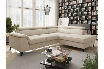 Graystone 3-sits Höger Hörnbäddsoffa med Förvaring i Tyg - Beige - Möbler - Soffa - Bäddsoffa