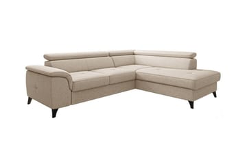 Graystone 3-sits Höger Hörnbäddsoffa med Förvaring i Tyg - Beige - Möbler - Soffa - Bäddsoffa