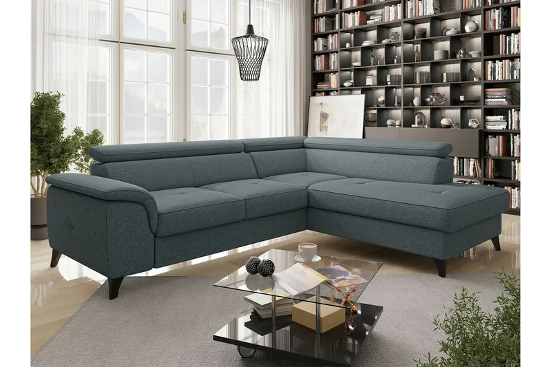 Graystone 3-sits Höger Hörnbäddsoffa med Förvaring i Tyg - Grå - Möbler - Soffa - Bäddsoffa