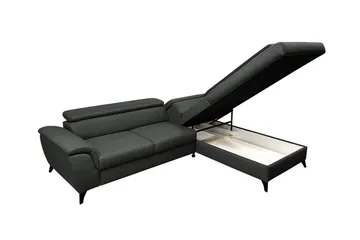 Graystone 3-sits Höger Hörnbäddsoffa med Förvaring i Tyg - Grå - Möbler - Soffa - Bäddsoffa