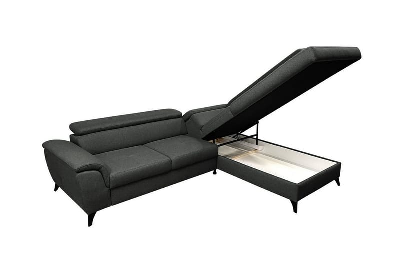 Graystone 3-sits Höger Hörnbäddsoffa med Förvaring i Tyg - Grå - Möbler - Soffa - Bäddsoffa