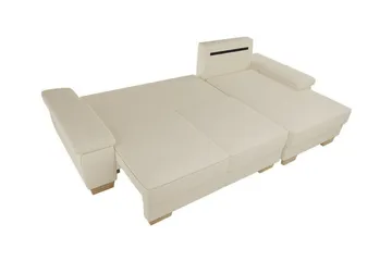 Graystone 3-sits Höger Hörnbäddsoffa med Förvaring i Tyg - Ljusgrå - Möbler - Soffa - Bäddsoffa