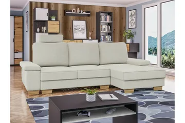 Graystone 3-sits Höger Hörnbäddsoffa med Förvaring i Tyg - Ljusgrå - Möbler - Soffa - Bäddsoffa
