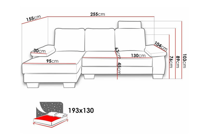 Graystone 3-sits Höger Hörnbäddsoffa med Förvaring i Tyg - Ljusgrå - Möbler - Soffa - Bäddsoffa