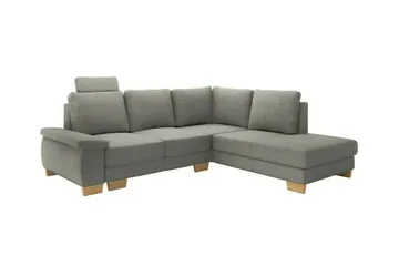 Graystone 3-sits Höger L-formad Hörnbäddsoffa 130x203 cm med Förvaring i Tyg - Grå - Möbler - Soffa - Bäddsoffa
