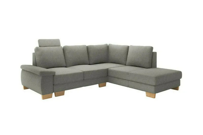 Graystone 3-sits Höger L-formad Hörnbäddsoffa 130x203 cm med Förvaring i Tyg, Grå