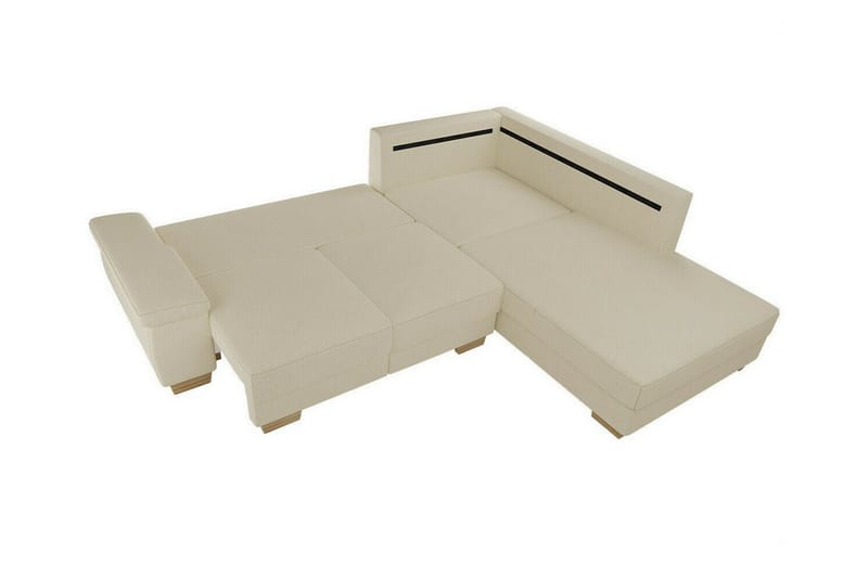 Graystone 3-sits Höger L-formad Hörnbäddsoffa 130x203 cm med Förvaring i Tyg - Grå - Möbler - Soffa - Bäddsoffa