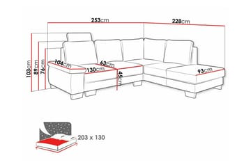 Graystone 3-sits Högervänd Hörnbäddsoffa med Divan och Schäslong i Tyg - Grå - Möbler - Soffa - Bäddsoffa