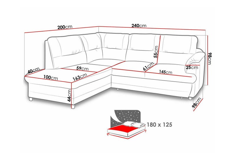 Graystone 3-sits Hörnbäddsoffa - Cream - Möbler - Soffa - Bäddsoffa
