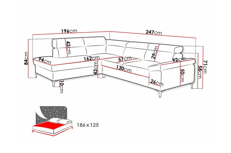 Graystone 3-sits Hörnbäddsoffa - Cream - Bäddsoffa - Hörnbäddsoffa