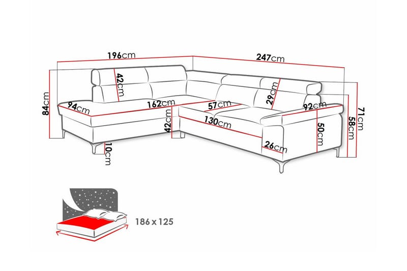 Graystone 3-sits Hörnbäddsoffa - Cream - Bäddsoffa - Hörnbäddsoffa