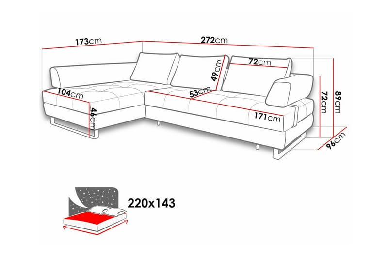Graystone 3-sits Hörnbäddsoffa - Cream - Möbler - Soffa - Bäddsoffa