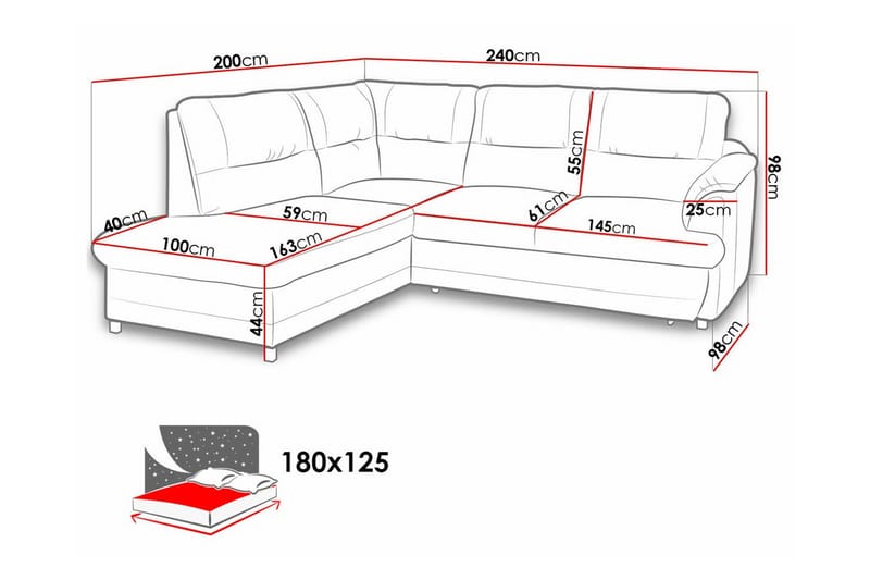 Graystone 3-sits Hörnbäddsoffa - Cream - Möbler - Soffa - Bäddsoffa