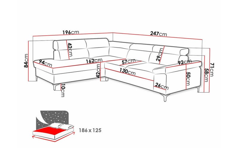 Graystone 3-sits Hörnbäddsoffa - Ljusbrun - Bäddsoffa - Hörnbäddsoffa