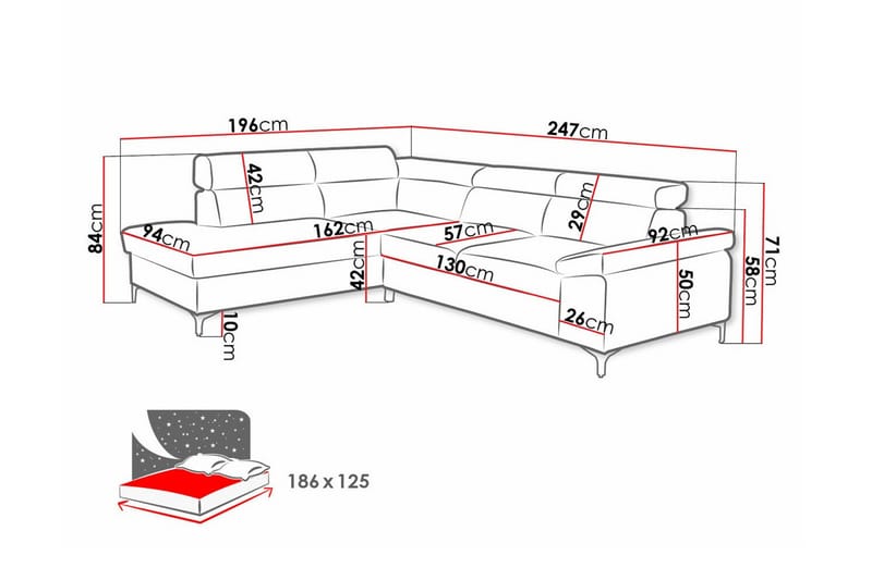 Graystone 3-sits Hörnbäddsoffa - Ljusbrun - Möbler - Soffa - Bäddsoffa