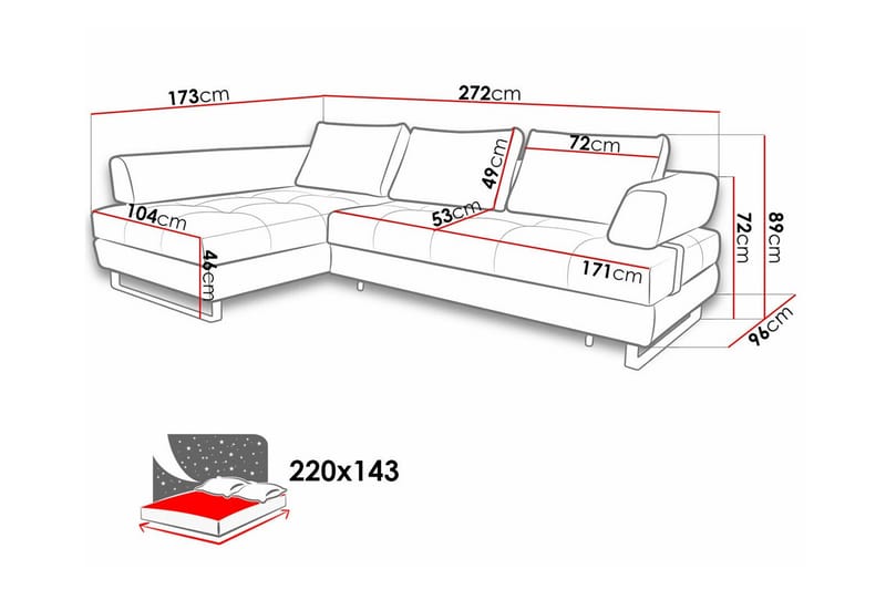 Graystone 3-sits Hörnbäddsoffa - Ljusgrå - Bäddsoffa - Hörnbäddsoffa