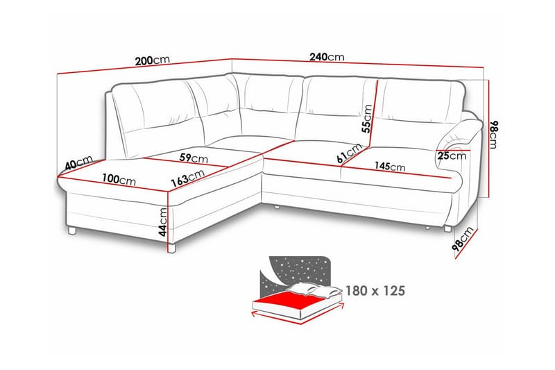 Graystone 3-sits Hörnbäddsoffa - Ljusgrå - Bäddsoffa - Hörnbäddsoffa