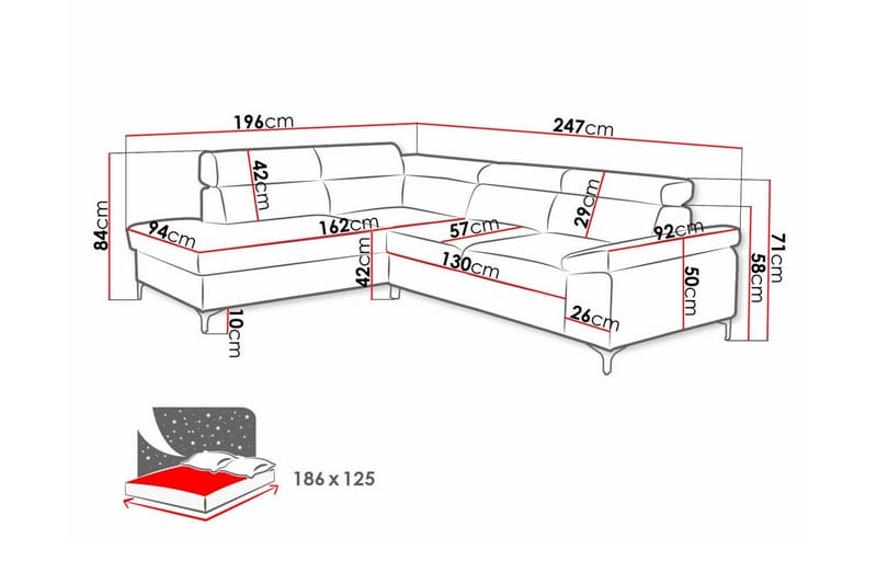 Graystone 3-sits Hörnbäddsoffa - Mörkgrå - Bäddsoffa - Hörnbäddsoffa