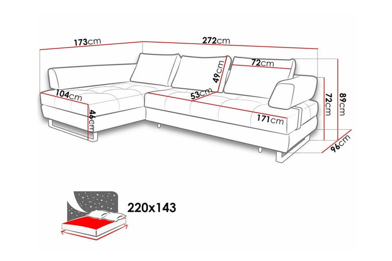 Graystone 3-sits Hörnbäddsoffa - Mörkgrå - Möbler - Soffa - Bäddsoffa