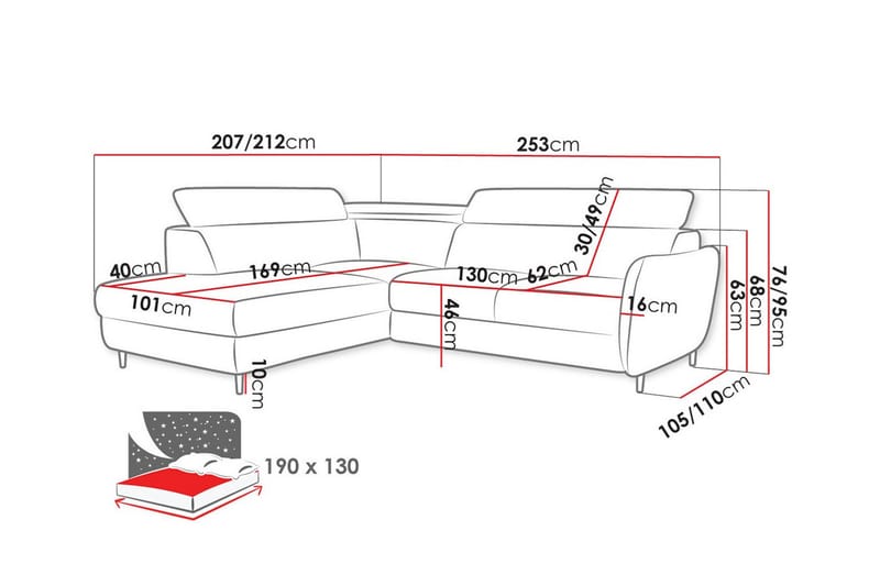 Graystone 3-sits Hörnbäddsoffa - Bäddsoffa - Hörnbäddsoffa