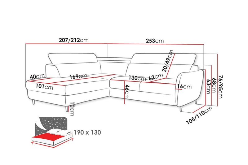 Graystone 3-sits Hörnbäddsoffa - Bäddsoffa - Hörnbäddsoffa