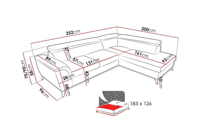 Graystone 3-sits Hörnbäddsoffa - Bäddsoffa - Hörnbäddsoffa